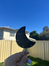 Load image into Gallery viewer, Midnight Lace Obsidian Moon Carving with Stand

